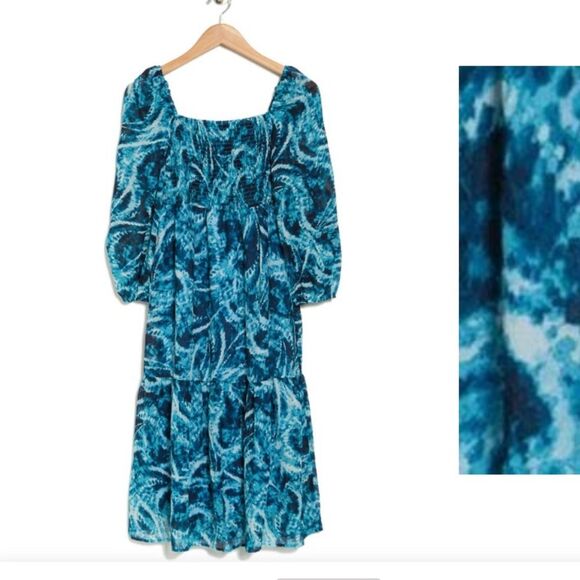 Nordstrom TASH AND SOPHIE Smocked Bodice Tiered Chiffon Dress S - Picture 2 of 8